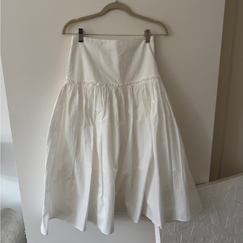 Drop waist white midi skirt shop peche